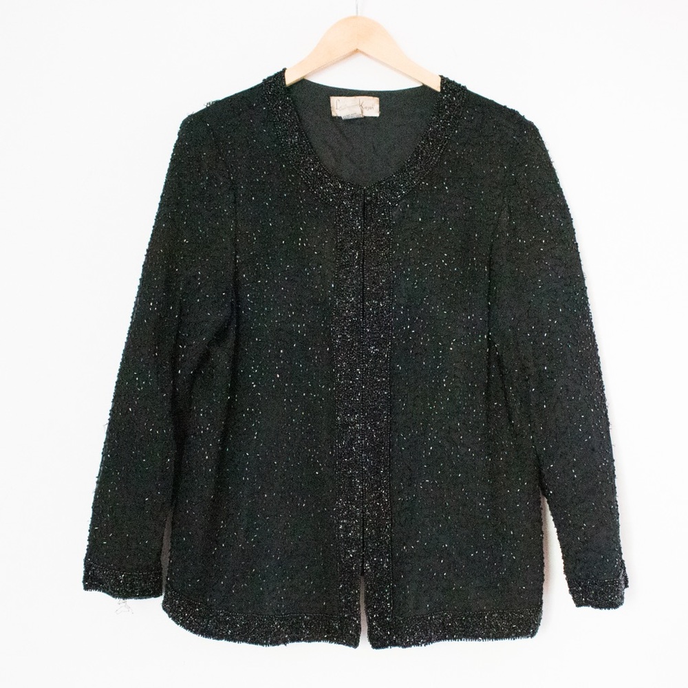 Laurence Kazar | Vintage 80’s Beaded Long Sleeved Blazer | Size XL